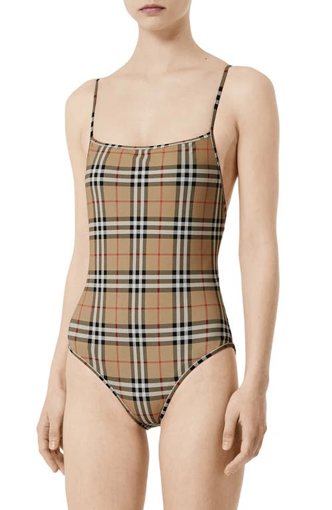 burberry Check One-Piece Swimsuit Archive Beige Ip Chk at Nordstrom,