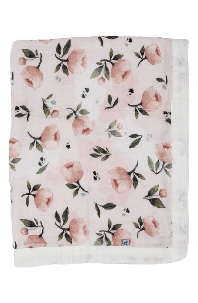 little unicorn Organic Cotton Muslin Baby Blanket in Watercolor Floret at Nordstrom