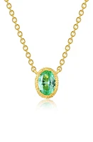 Lafonn Oval Created Sapphire Pendant Necklace in Green at Nordstrom, Size 20