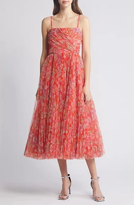 Hutch Quinn Pleated Midi Cocktail Dress Mixed Bouquet Floral at Nordstrom,