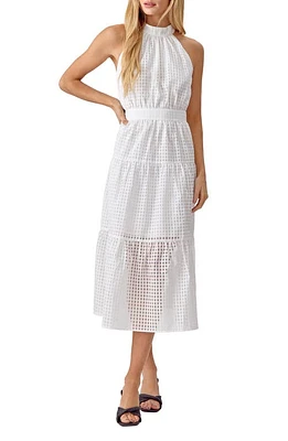 Adelyn Rae Angel Check Sleeveless Seersucker Maxi Dress White at Nordstrom,