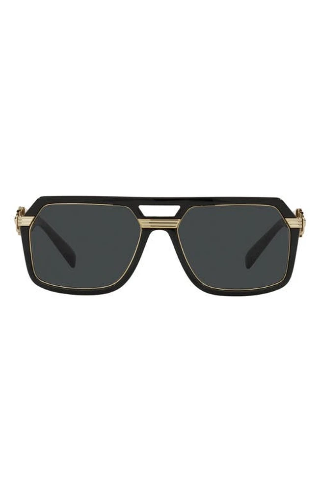 Versace 58mm Aviator Sunglasses in Black/Dark Grey at Nordstrom