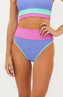 Beach Riot Emmy Colorblock High Waist Bikini Bottoms Tide at Nordstrom,