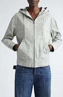 Bottega Veneta Heathered Jersey Print Leather Hoodie Light Grey Melange at Nordstrom,