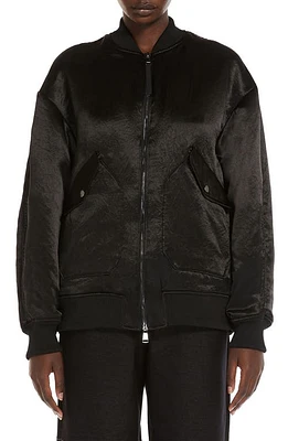 Max Mara Leisure Imelde Satin Bomber Jacket in Black at Nordstrom, Size 6