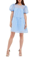 English Factory Gridded Puff Sleeve Dress at Nordstrom,