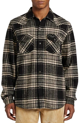 PRPS Staging Plaid Western Snap-Up Overshirt Black at Nordstrom,