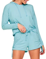 Adore Me Abbey Hoodie & Short Loungewear Set Light Blue at Nordstrom,