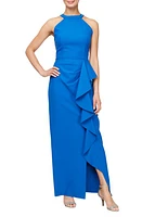 Alex Evenings Ruffle Trim Column Gown Royal at Nordstrom,