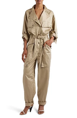 Isabel Marant Jocelyne Cotton Twill Utility Jumpsuit in Khaki at Nordstrom, Size 6 Us