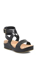 Kork-Ease Yadira Ankle Strap Platform Sandal Black Leather at Nordstrom,