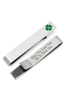 Cufflinks, Inc. Shamrock & Message Tie Bar in Silver at Nordstrom