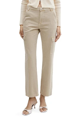 MANGO Straight Leg Cargo Jeans Sand at Nordstrom