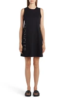 Moncler Logo Sleeveless Mixed Media Shift Dress in Black at Nordstrom, Size Large