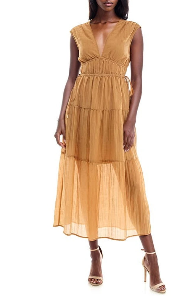 Socialite Crinkle Woven Midi Dress Taos Taupe at Nordstrom,