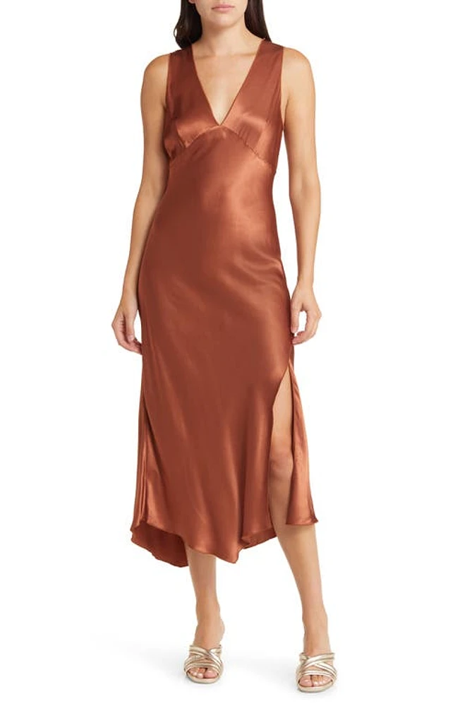 Rails Monique Satin Midi Slipdress in Cedar at Nordstrom, Size Xx-Large