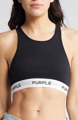 PURPLE BRAND Stretch Cotton Rib Bralette at Nordstrom