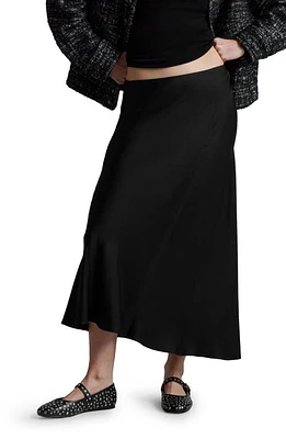 & Other Stories Satin Midi Skirt Black Dark at Nordstrom,