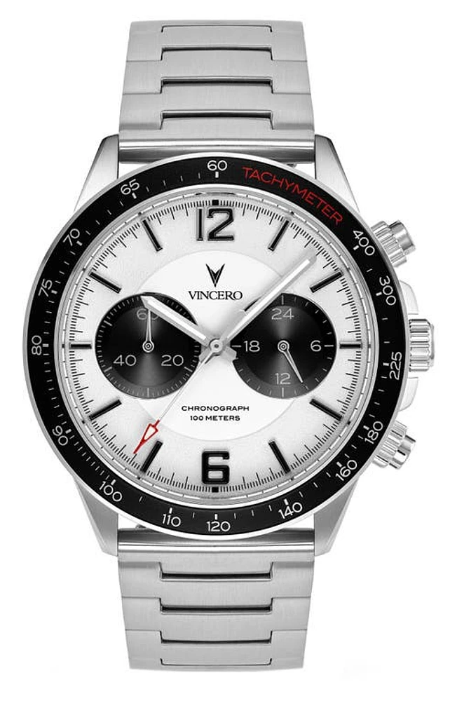 Vincero Apex Chronograph Bracelet Watch, 42mm in Silver/Black at Nordstrom