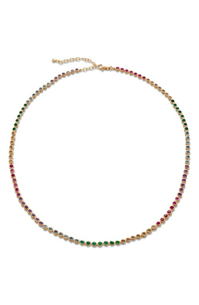 Monica Vinader Rainbow Stone Tennis Necklace in 18K Gold Vermeil/Mixed Stones at Nordstrom