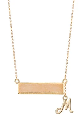 Stephan & Co. STEPHAN AND CO Drusy Bar & Initial Pendant Necklace in Gold- M at Nordstrom