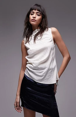 Topshop Twist Sleeveless Crinkle Top Ivory at Nordstrom, Us