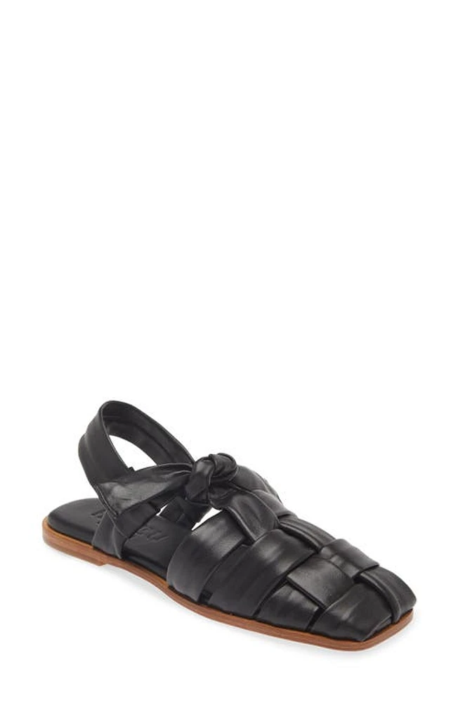 HEREU Bena Square Toe Slingback Sandal Black/Natural at Nordstrom,