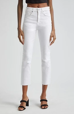 Veronica Beard Carly High Waist Raw Hem Kick Flare Jeans White at Nordstrom,