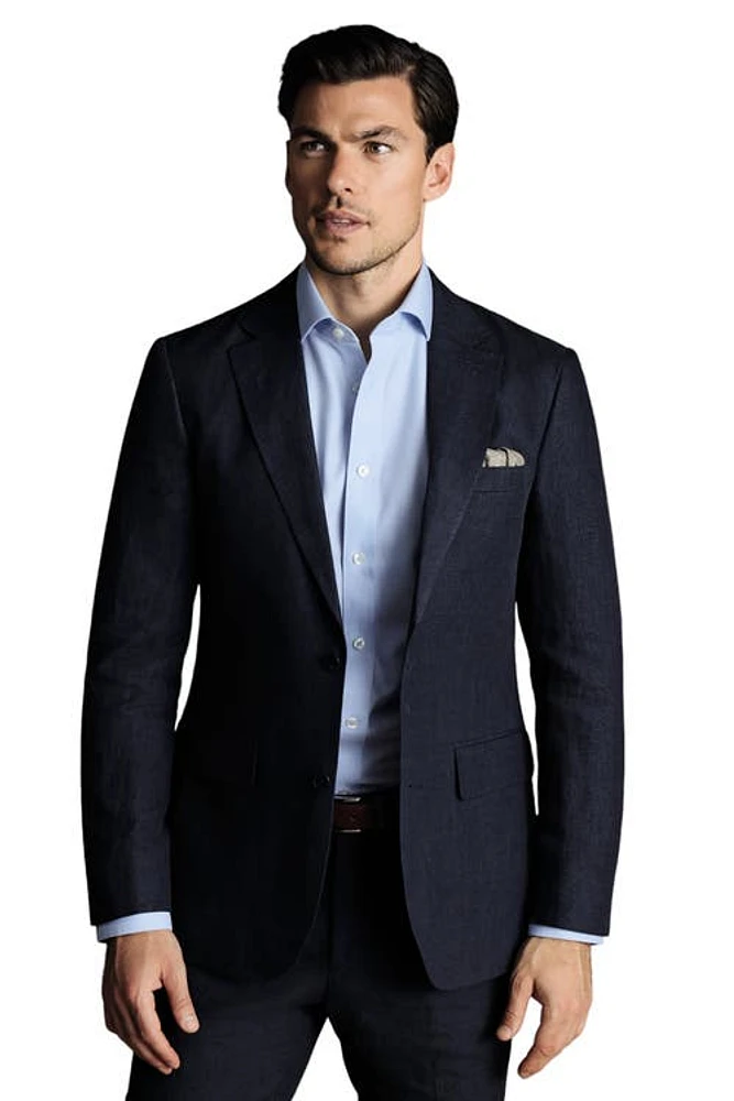 Charles Tyrwhitt Linen Slim Fit Jacket Dark Navy at Nordstrom,