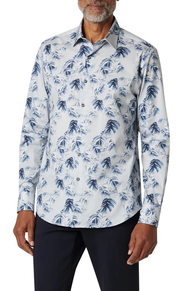 Bugatchi Julian Stretch Cotton Button-Up Shirt Dusty Blue at Nordstrom,