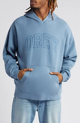 Obey Logo Graphic Hoodie Pigment Coronet Blue at Nordstrom,