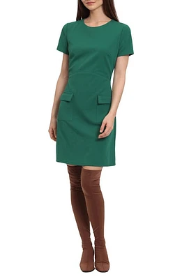 DONNA MORGAN FOR MAGGY Patch Pocket Sheath Minidress in Evergreen at Nordstrom, Size 8