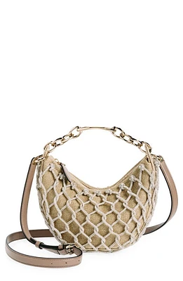 Valentino Garavani VLOGO Crystal Canvas Hobo in Wux Crystal/Beige/Clay at Nordstrom