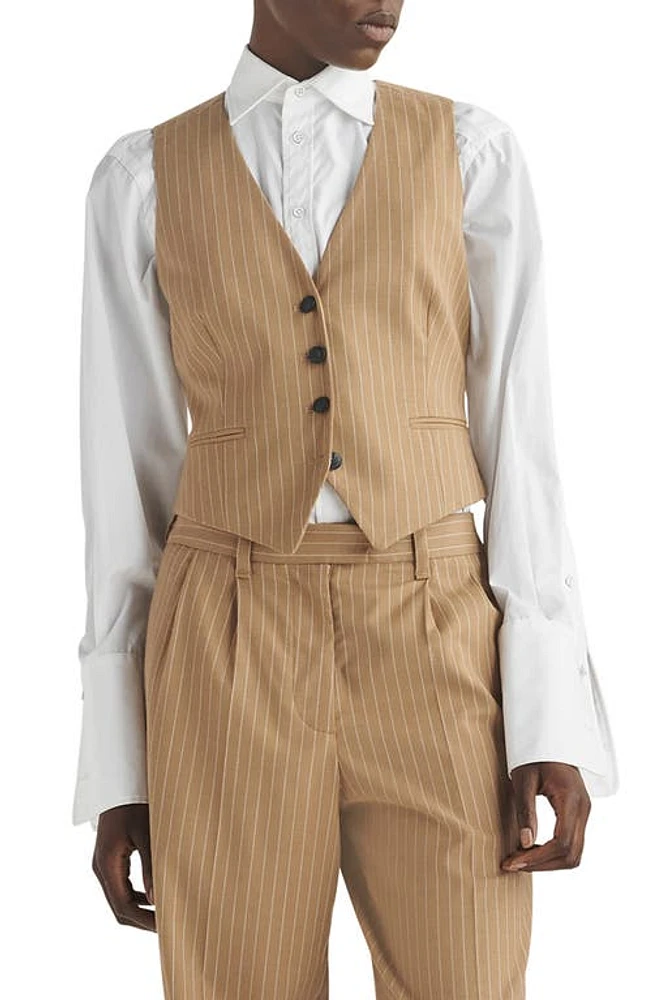 rag & bone Priya Stripe Vest Camelstrp at Nordstrom,