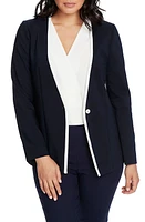 Chaus One-Button Contrast Trim Jacket Evening Navy at Nordstrom,