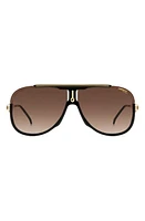 Carrera Eyewear 64mm Oversize Aviator Sunglasses in Black Gold/Brown Gradient at Nordstrom