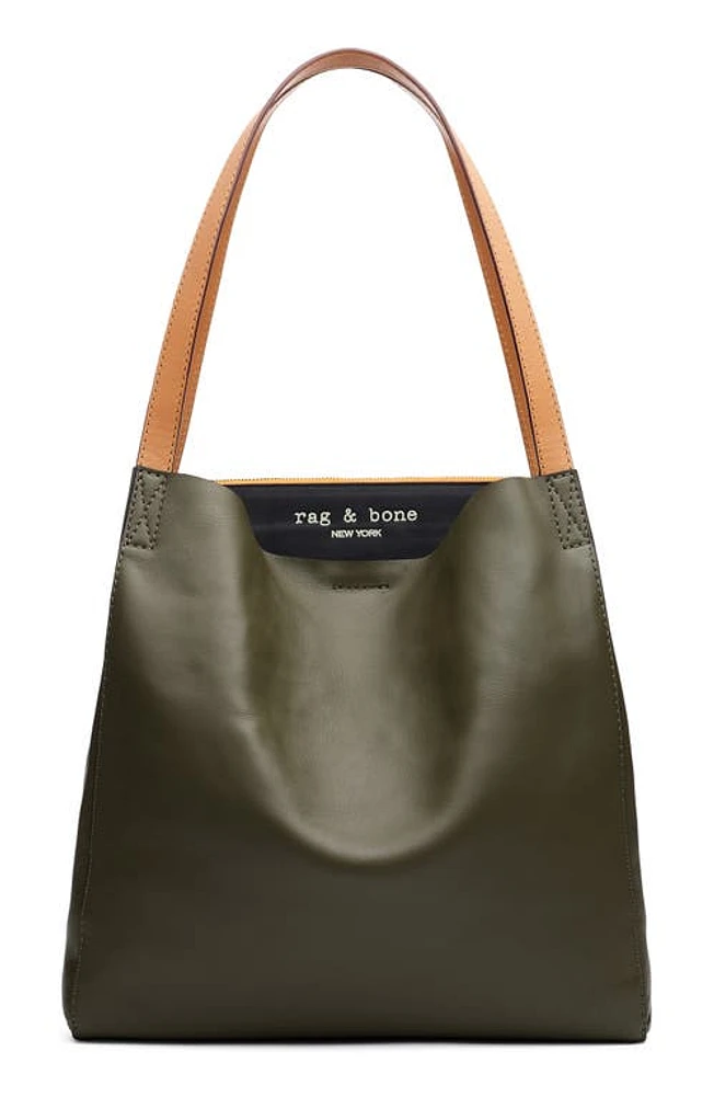 rag & bone Passenger Leather Tote in Olvngt/Black at Nordstrom