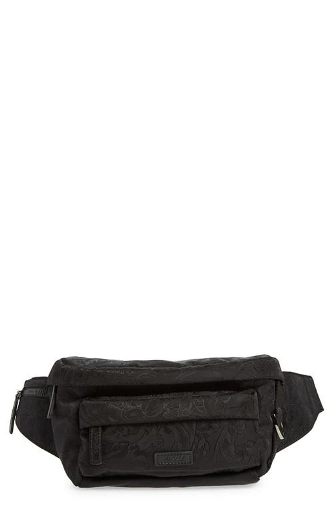 Versace Small Barocco Jacquard Nylon Belt Bag in Black Ruthenium at Nordstrom