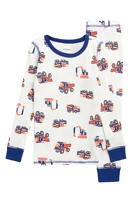 Nordstrom Kids' Print Fitted Cotton Pajamas White- Multi Construction at Nordstrom,