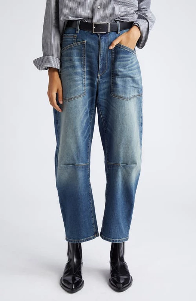 Nili Lotan Shon Barrel Jeans in Classic Wash at Nordstrom, Size 30