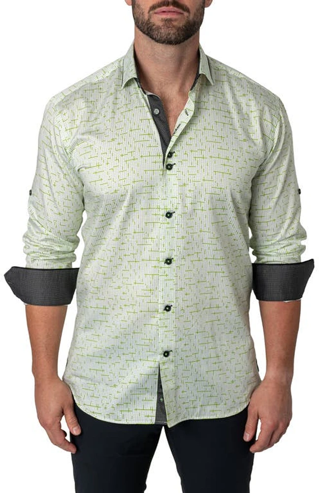 Maceoo Class Tetris Button-Up Shirt in Green at Nordstrom, Size 2