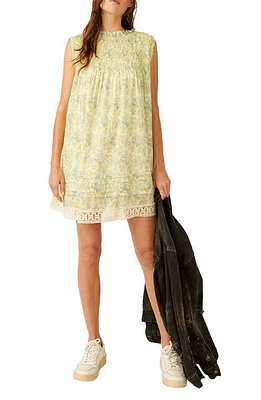 Free People Shea Floral Cotton Blend Babydoll Dress Undersea Combo at Nordstrom,