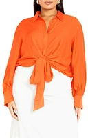 City Chic Rosabella Tie Hem Button-Up Shirt at