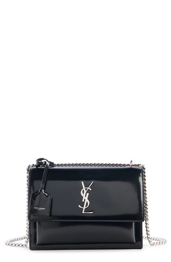 Saint Laurent Medium Sunset Patent Leather Shoulder Bag in Nero at Nordstrom