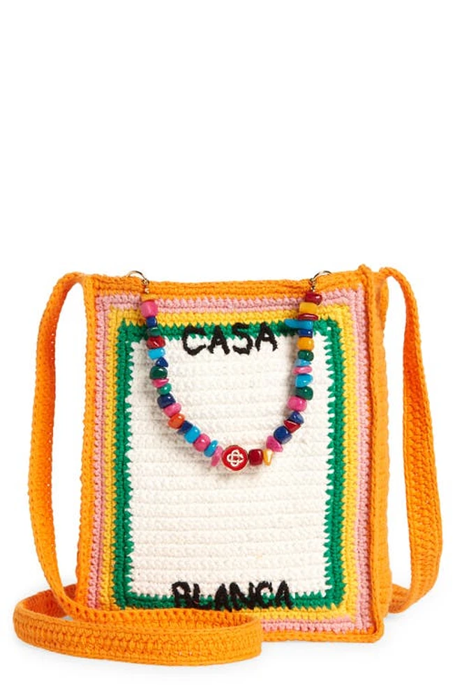 Casablanca Pebble Handle Crochet Tote in Orange/Gradient at Nordstrom