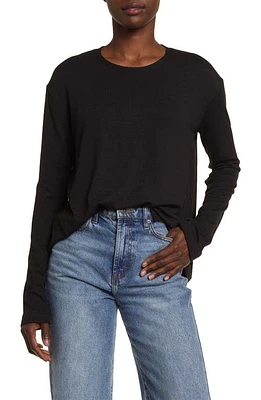 rag & bone The Knit Long Sleeve T-Shirt Black at Nordstrom,