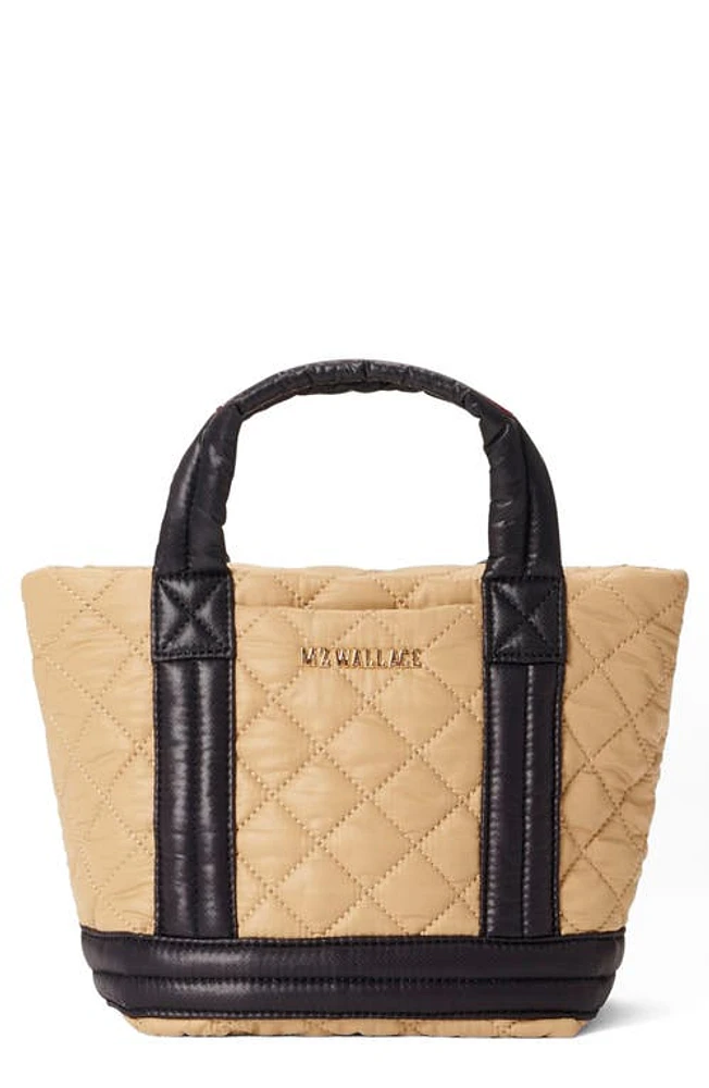 MZ Wallace Mini Empire Quilted Nylon Tote in Camel/black at Nordstrom