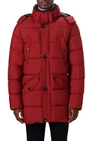 Bugatchi Faux Fur Collar Water Repellent Puffer Coat at Nordstrom,