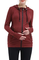 Kimi and Kai Momo Ruched Zip Maternity Hoodie at Nordstrom,