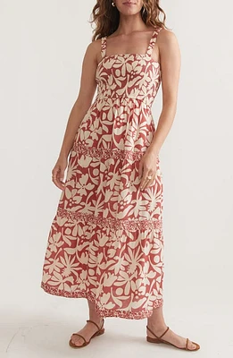 Marine Layer Selene Tiered Maxi Sundress Rust Tropicali at Nordstrom,